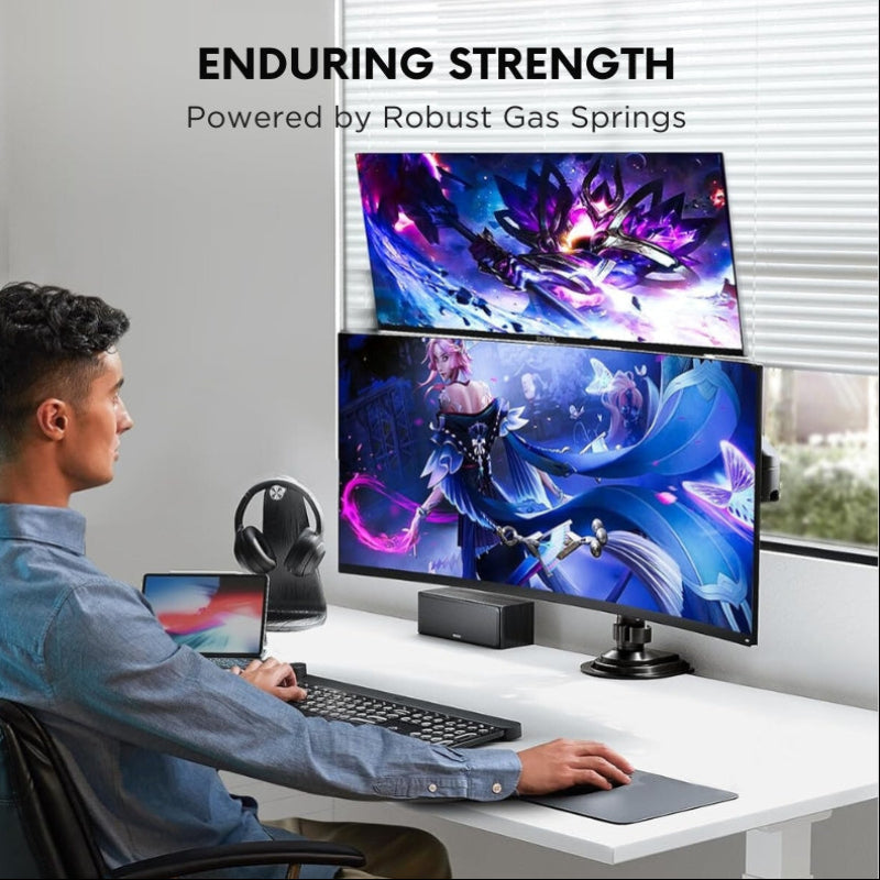 Brazo apilable doble para monitores gaming